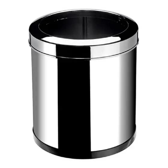 Cesto Para Lixo Com Aro Plástico Cromado Corpo Aço Inox 5 Litros - Marca Viel