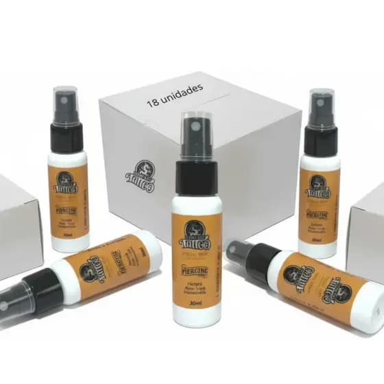 Kit 18un Spray Cicatrizante Piercing Long Life Body Piercer Profissional Cuidados Pós Perfuração