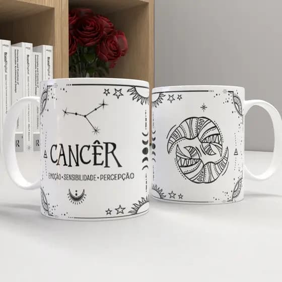 Caneca de porcelana personalizada - zodíaco - Signo Cancêr