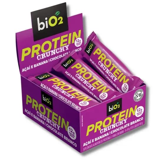 biO2 Protein Crunchy Vegana Natural Caixa com 9 de 50g BiO2