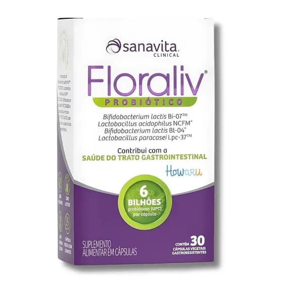 Floraliv Probiótico Saúde Intestinal 30 Caps - Sanavita