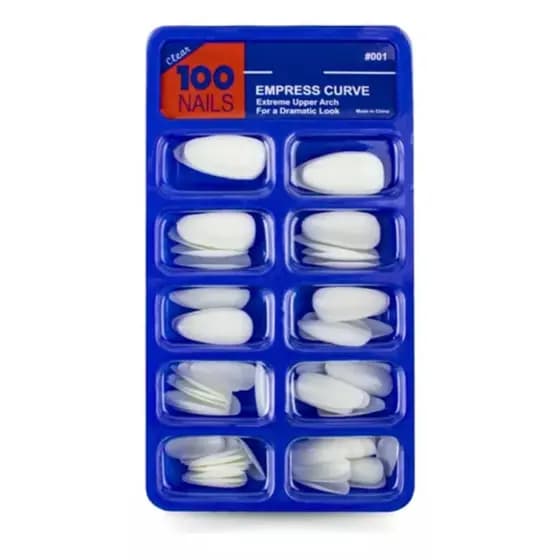 Kit 100 Unhas Postiça Almond Amendoada Realista Curta Leitosa Transparente