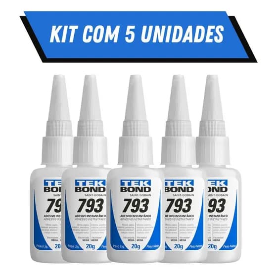 Cola Instantânea Tek Bond 793 20g/Para Unha Postiça/Fibra Bico Fino/Fácil Aplicação/Super Forte