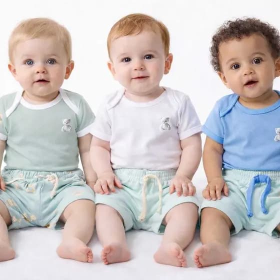 Kit 3 Conjuntos Bebê Algodão Macio Roupa Infantil Menina Menino Body Manga Curta + Shorts Confortável - Envio Sortido