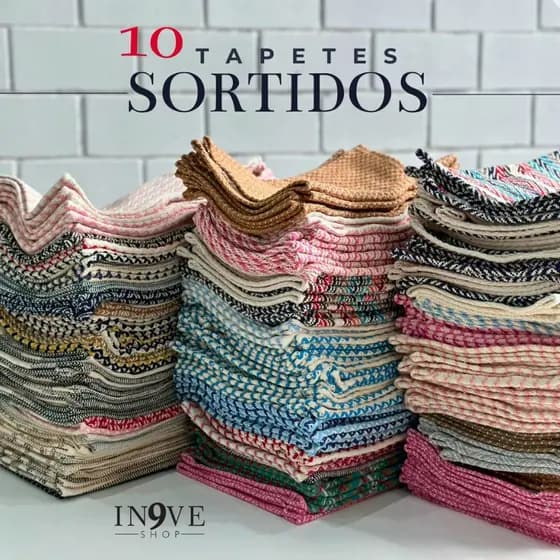 Kit Com 10 OU 5 Tapetes Sala Quarto Banheiro 100% ALGODÃO - Atacado