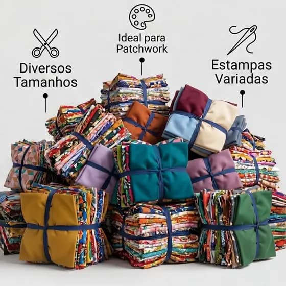 Retalhos Lisos e Estampado de Tecido para Artesanato com Retalho Pacote com 2 kilos Diversos