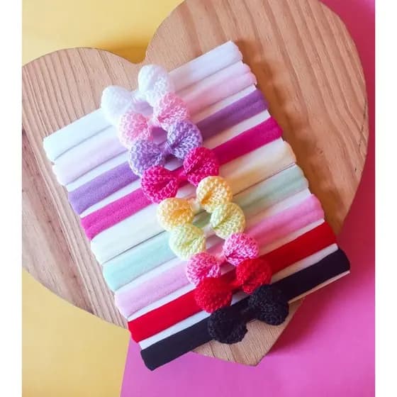 kit 9 laços crochê faixa para bebê laços de cabelo tiara infantil