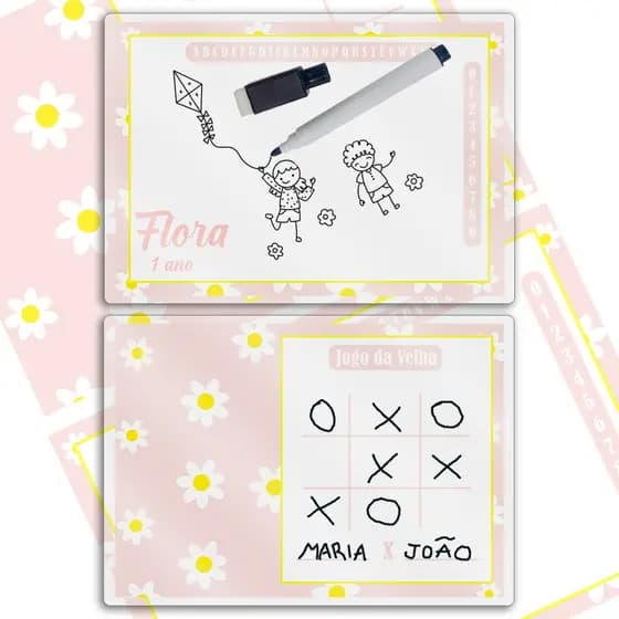 Lousa Mágica Personalizada Para Festa Infantil Lembrancinha Com Canetas Apagáveis Personalizado Margaridas