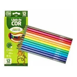 12 Lapis de Cor de Madeira Sextavado Leo & Leo Linha Eco Estojo Ecológico