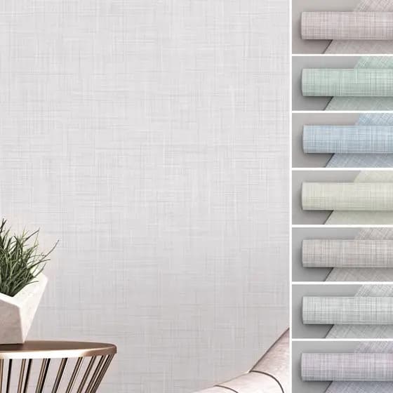 Papel de Parede Linho Imita Tecido Minimalista Claro Adesivo Autocolante Lavável Para Sala Quarto