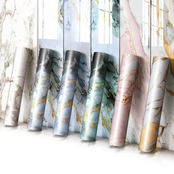 Papel Adesivo Mármore Vinílico Lavável Autocolante Dourado Brilhante Luxo Sala Cozinha Banheiro