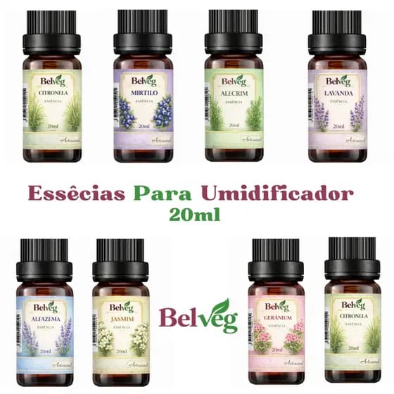 Kit 8 Essências Premium 20 ml Para Umidificador, Difusor, Sabonetes, Cheirinho de Carro | Alta Fixação