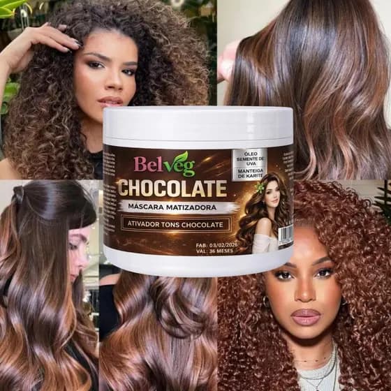 Máscara Tonalizante Matizadora Chocolate S/ Amônia100% Natural com Hidratação Belveg