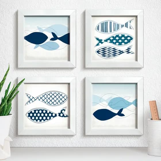 Quadro Decorativos Casa Praia Pousada Peixe Azul com Moldura Pousada Casa de Praia Hotel