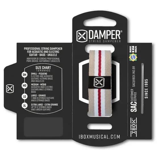 Abafador De Cordas P/ Guitarra/ Baixo/Violão - Damper em Poliester Listrado - Diversas Cores