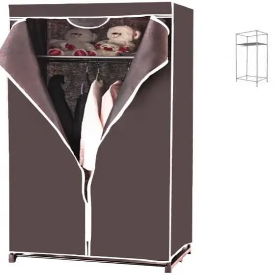 GUARDA ROUPA DOBRÁVEL PORTÁTIL ORGANIZADOR COM ARARA MARROM