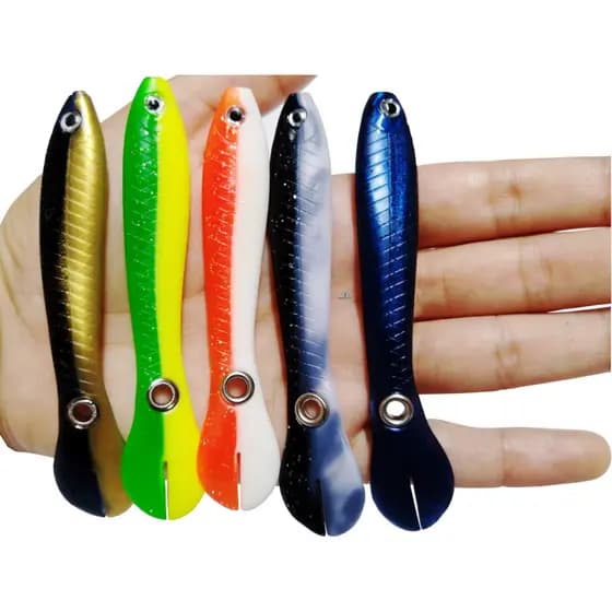 Kit 05 Isca Artificial Soft Jig 10cm 7g Macia Realista Silicone Bait Swing - Pesca Tucunaré Robalo