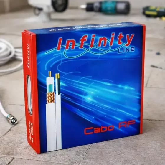 100 Metros de Cabo Coaxial Para Camera 4MM + 2 Vias de Alimentação Malha 95% Infinity | Sistema CFTV