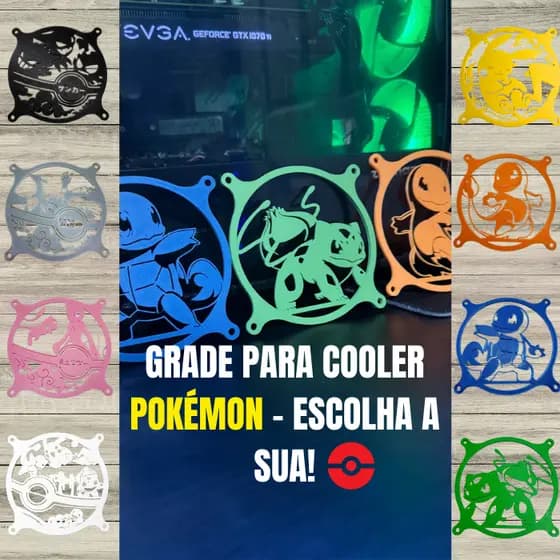 Grade Cooler 120mm Pokémon - 8 Modelos | Pikachu, Charmander, Mew, Lugia e Mais!
