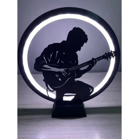 Luminária Decorativa Tema Músico com Violão Para Presente, Mesa, Escrivaninha e Cabeceira
