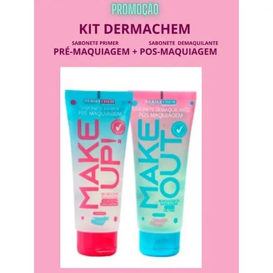 kit 2 sabonete pré e pós maquiagem make up e make out dermache