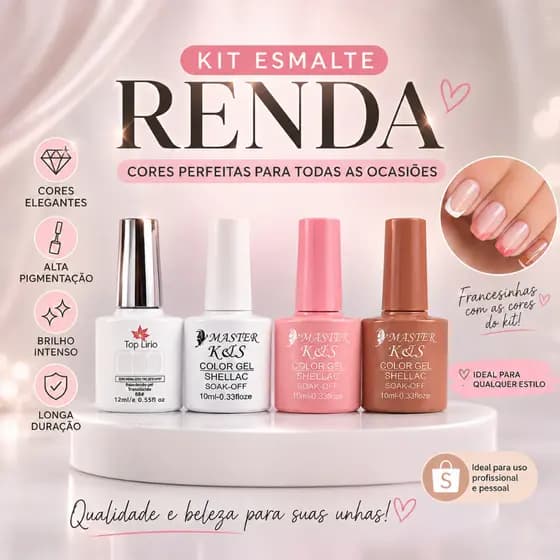 Esmalte em Gel Renda Soak-Off translucido - Lirio/XD/K&S francesinha
