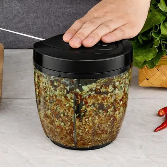 Processador de Alimentos Manual 900ml 5 Lâminas Aço Inox Cortador de Legumes