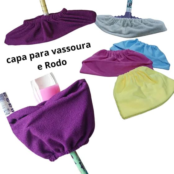Kit C/4 Capas De Vassoura Rodo Pano De Chão Reútilizavel Microfibra
