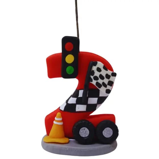 Vela Topo de Bolo em Biscuit Carros Corrida