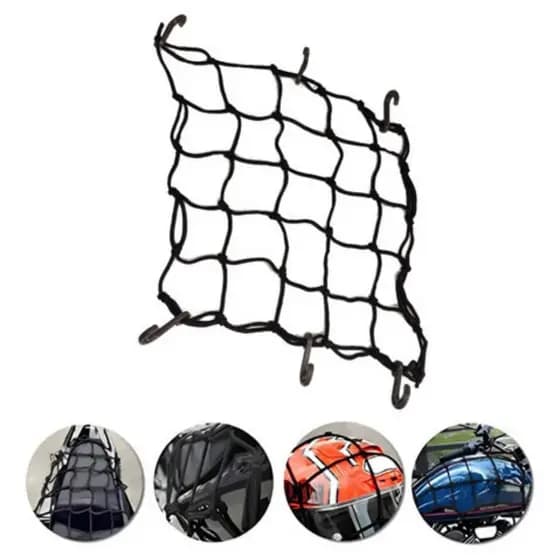 Rede Aranha elástica Para Baús Moto Quadriciclo Bagageiros Bau Capacete motoboy - 35x35 cm Preta