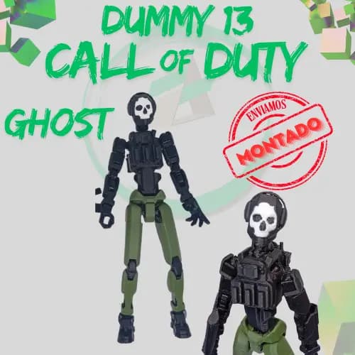 Boneco Dummy 13 | Ghost Call of Duty | Totalmente Articulado Boneco Brinquedo MONTADO Exclusivo+ Grátis kit Acessório