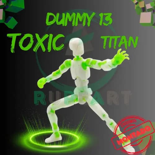 Boneco Dummy 13 Toxic Titan Articulado Neon Fluorescente Brilha Luz Negra + Acessórios *MONTADO* | Edição Limitada