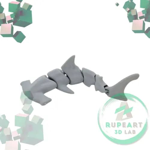 Tubarão-Martelo Articulado Sensorial Brinquedo Fidget Toy 16cm - Peça Exclusiva