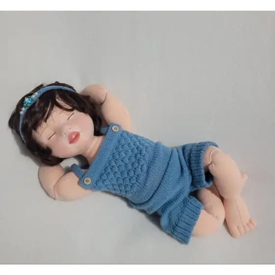 Jardineira Curta Newborn em Tricô | Roupa para Ensaio Fotográfico Bebê | Unissex | Prop Newborn