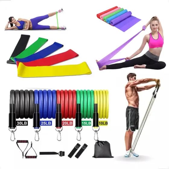 Kit Acessórios de Exercicio Elastico Treino em Casa Faixa Elastica Mini Band Funcional Fisioterapia