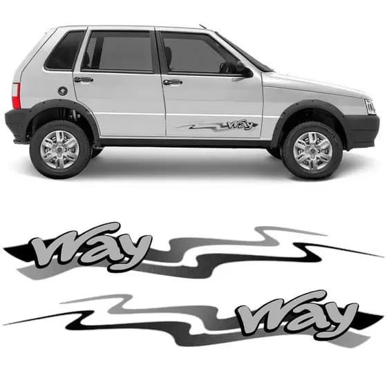 Kit 2 Adesivo Autocolante Uno Way 2013 2014 13 14 Cinza Porta Lateral Colante Sticker