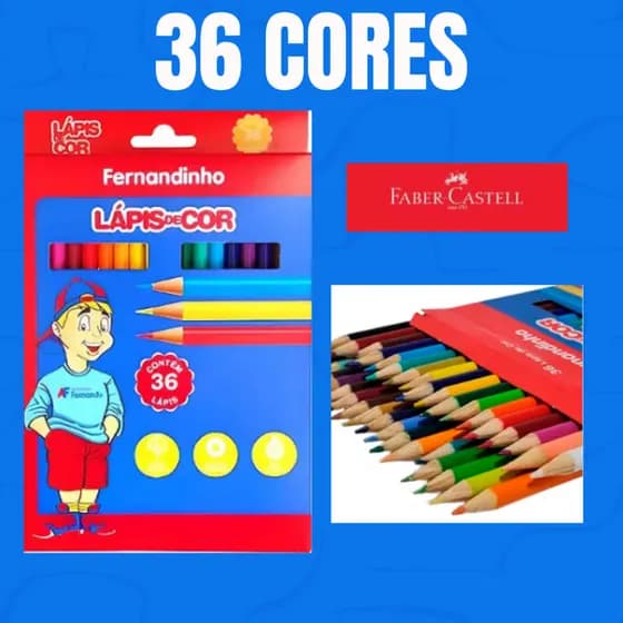 Lápis de Cor Faber Castell Fernandinho 36 Cores Original Escolar