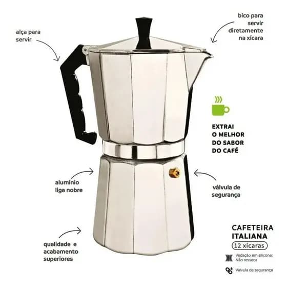 Cafeteira Expresso Italiana Alumínio 9 Xícaras 450 Ml Wincy