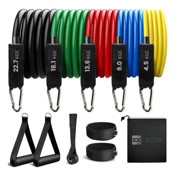 Kit Tubing Elástico 11 Itens Extensor Funcional Pilates Fisioterapia Academia Ginastica Musculação