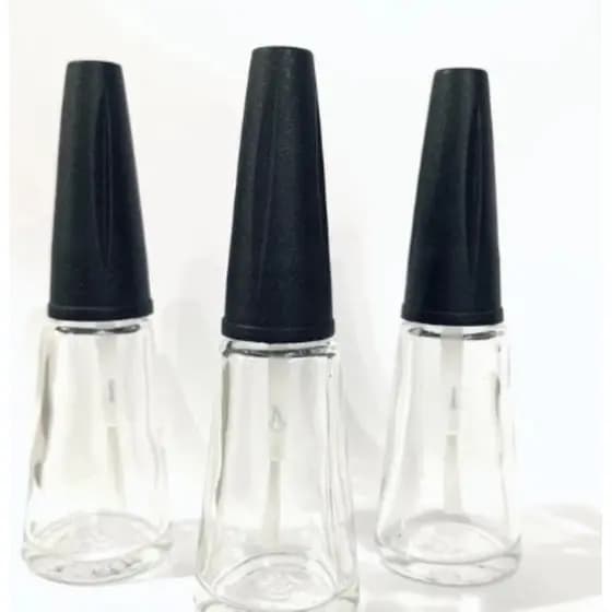 Kit 50 Vidros vazio para esmalte 9ml Tampa Pincel Preto