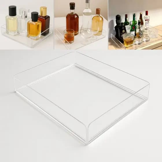 Bandeja Decorativa Acrílico Organizadora Multiuso Perfume Lavabo Banheiro Bandeija