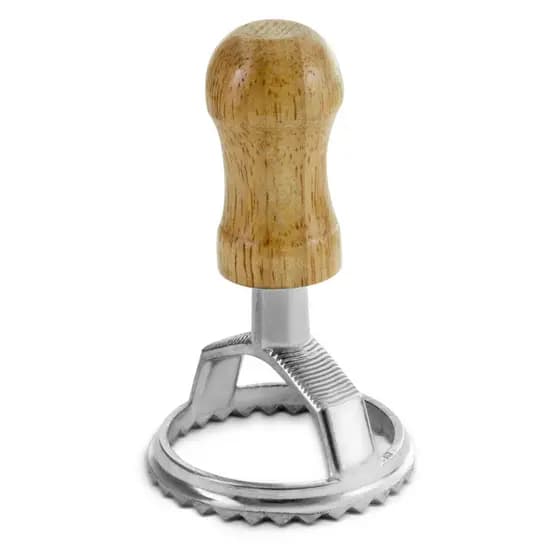 Cortador Forma Ravioli Massas Redondo Madeira Aluminio 6cm