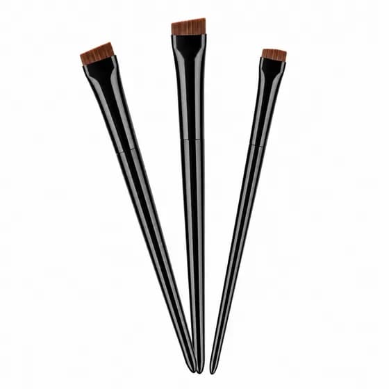 Kit 3 Pincéis Chanfrado Delineador Sobrancelha Henna Maquiagem Profissional Preciso Design Olho Gato