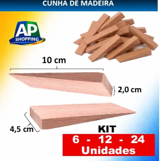 Kit Cunha de Madeira para Enxadas, Enxadão, Foice 10cm x 4,2cm x 2cm Ferramentas em geral, Trava Portas, Marcenaria