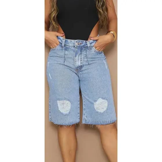 BERMUDA JORTS FEMININA RASGADO