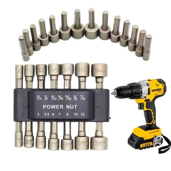 Kit de Jogo de Bits Soquete Canhão para Parafusadeira 5 A 12mm