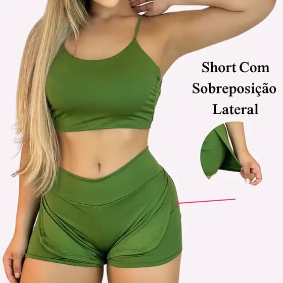 Conjunto Fitness Feminino Com Top de Alcinha BellaForma Fitness