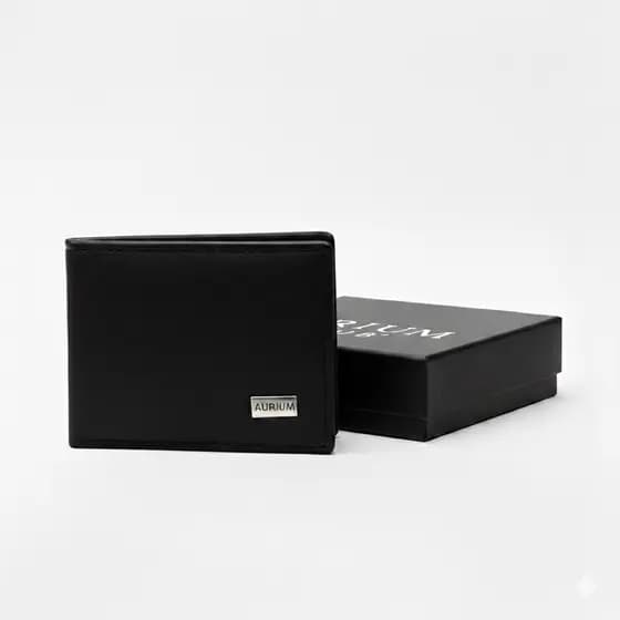 Carteira Masculina Couro Sintético Minimalista Presente Elegante com Caixa AURIUM