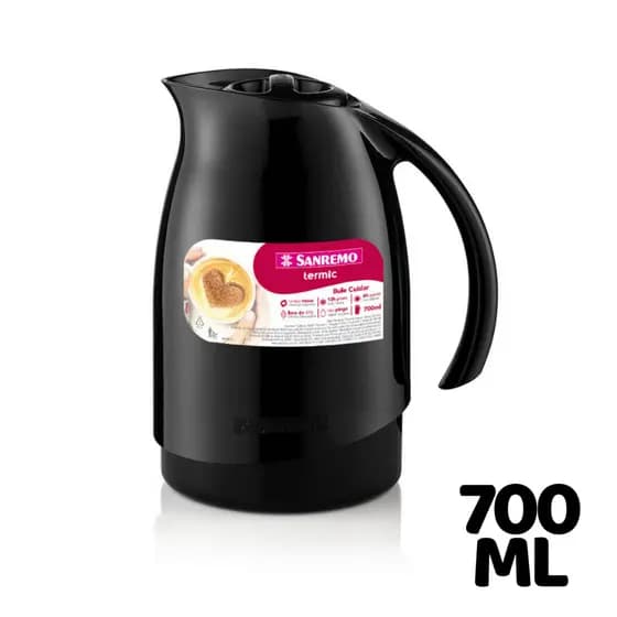 Garrafa Térmica de Café 700ml Preto Bule Cuidar Sanremo