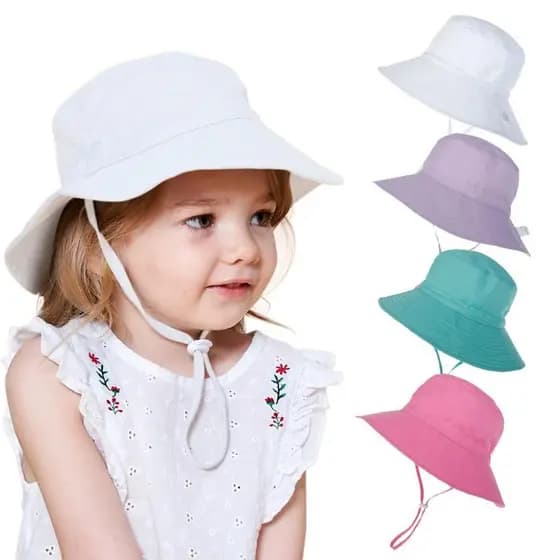 Chapéu Bucket Infantil Menino Menina Com Cordão de Ajuste Bebê Veste de 0 a 4 anos e de 5 a 10 anos